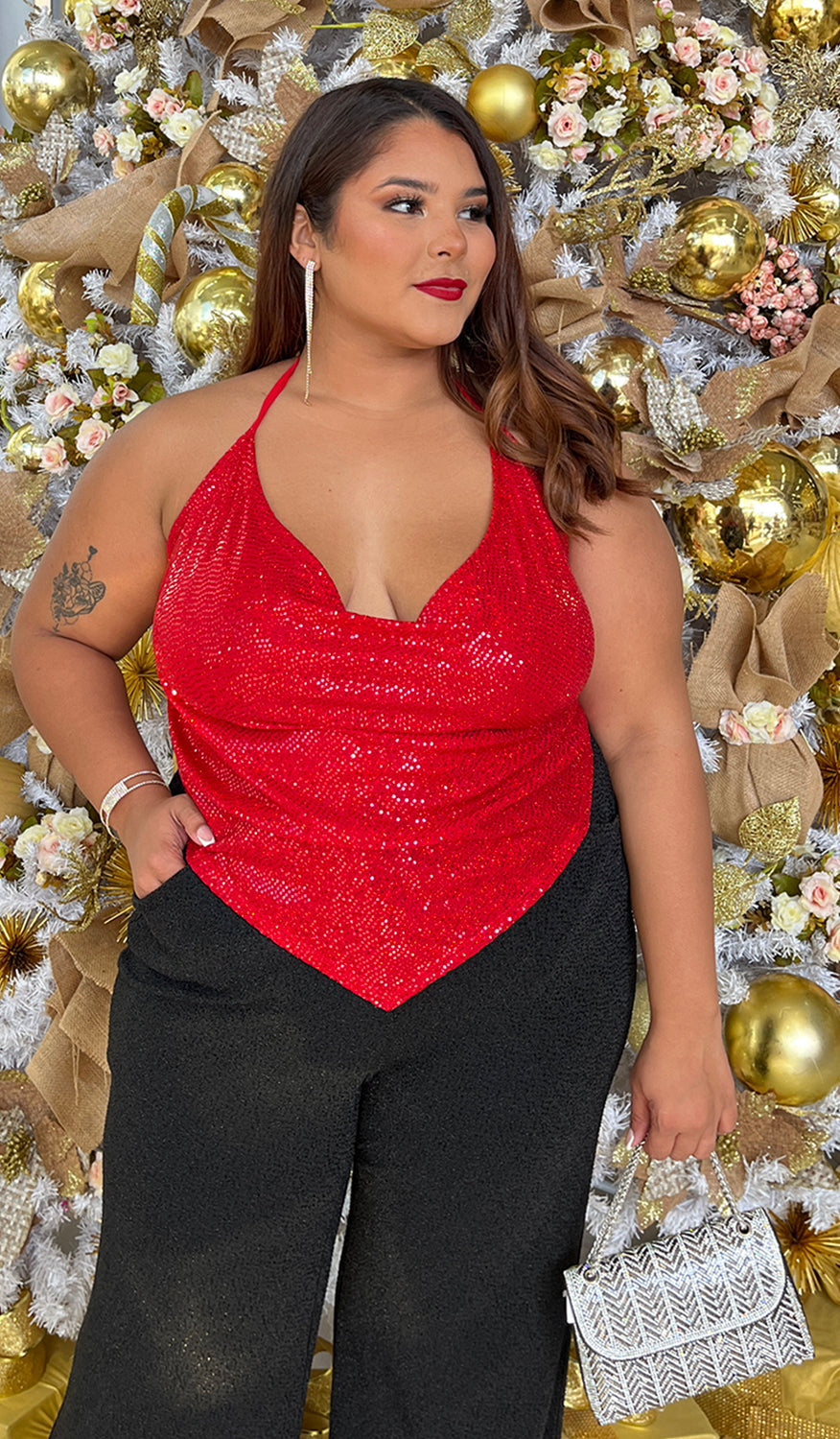 Red Sequin Blouse