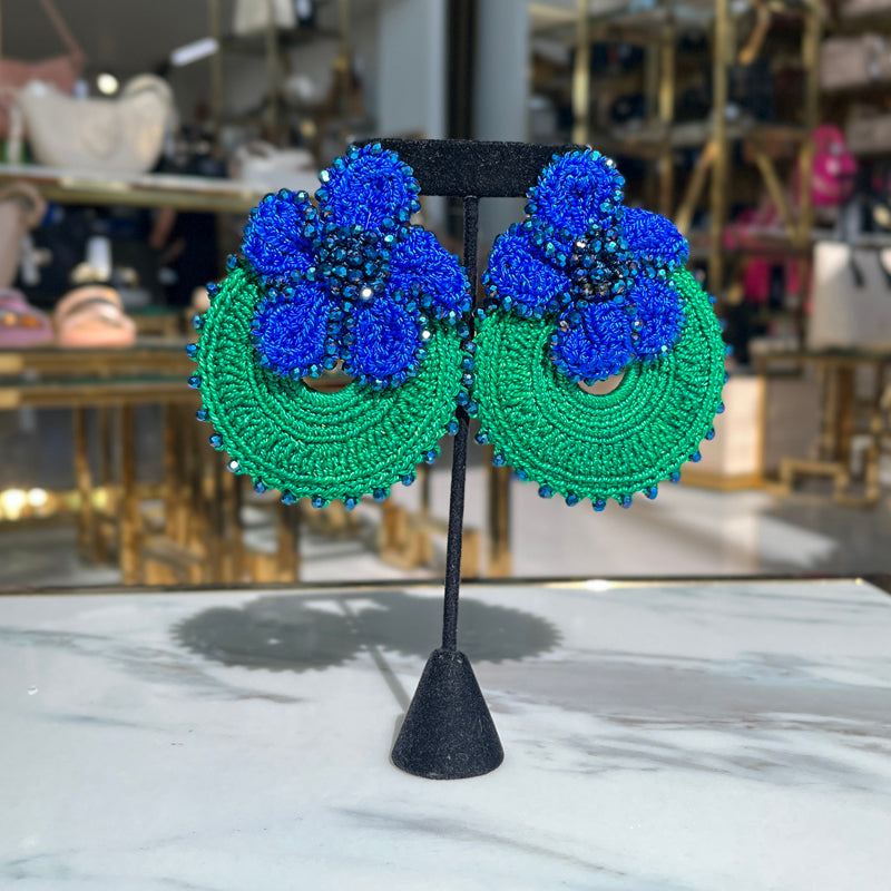 Navy and Green Earrings