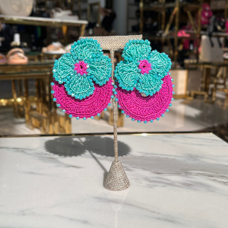 Teal and Fuchsia Earrings