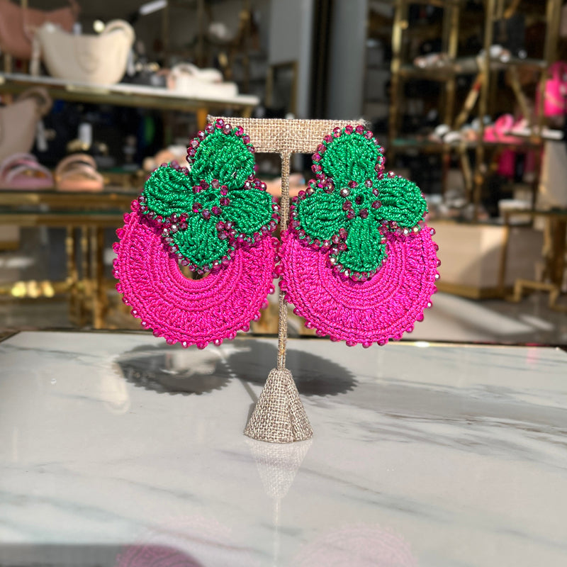 Green and Fuchsia Earrings