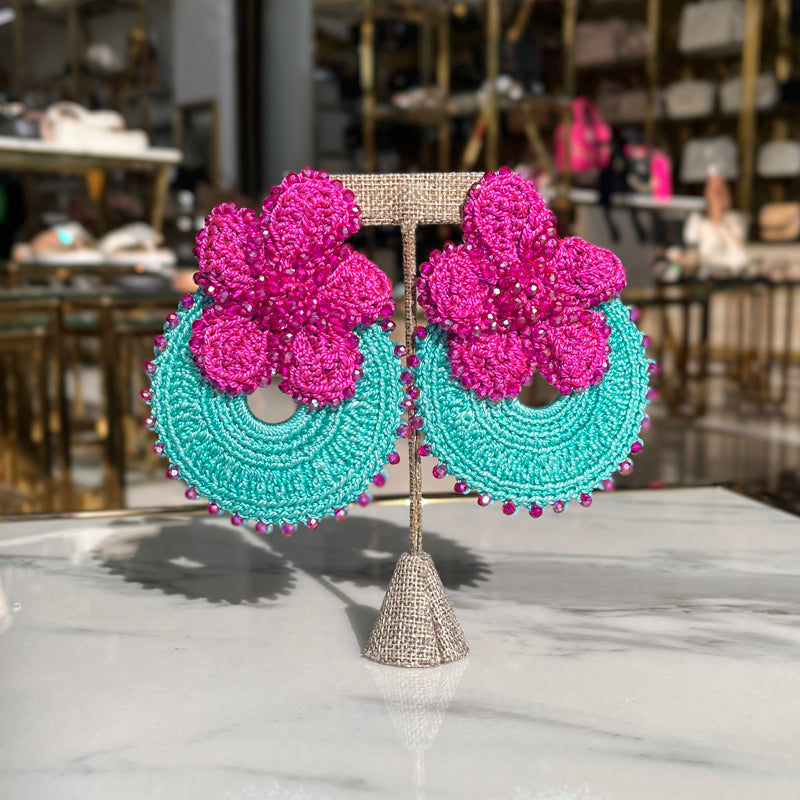 Fuchsia and Teal Earrings