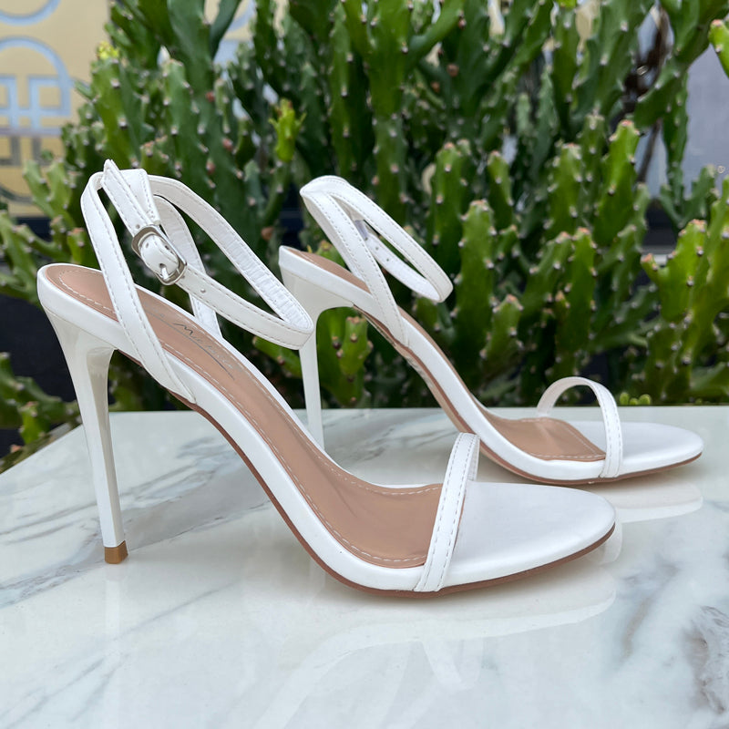 White Ankle Strap Heels