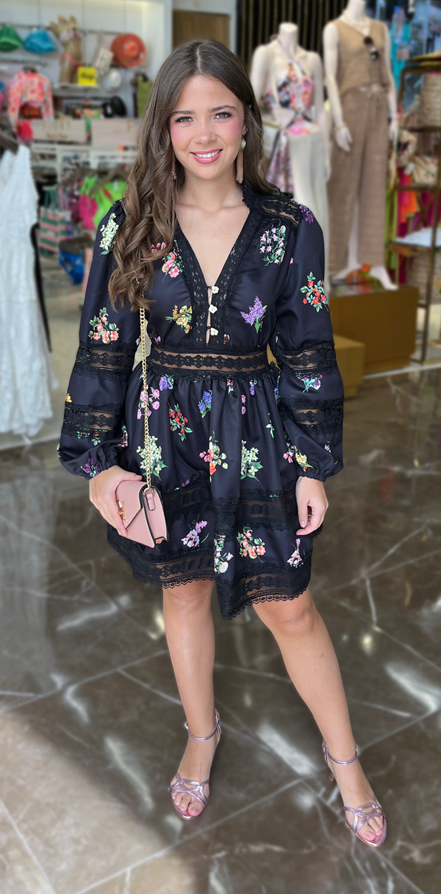 Black Floral Minidress