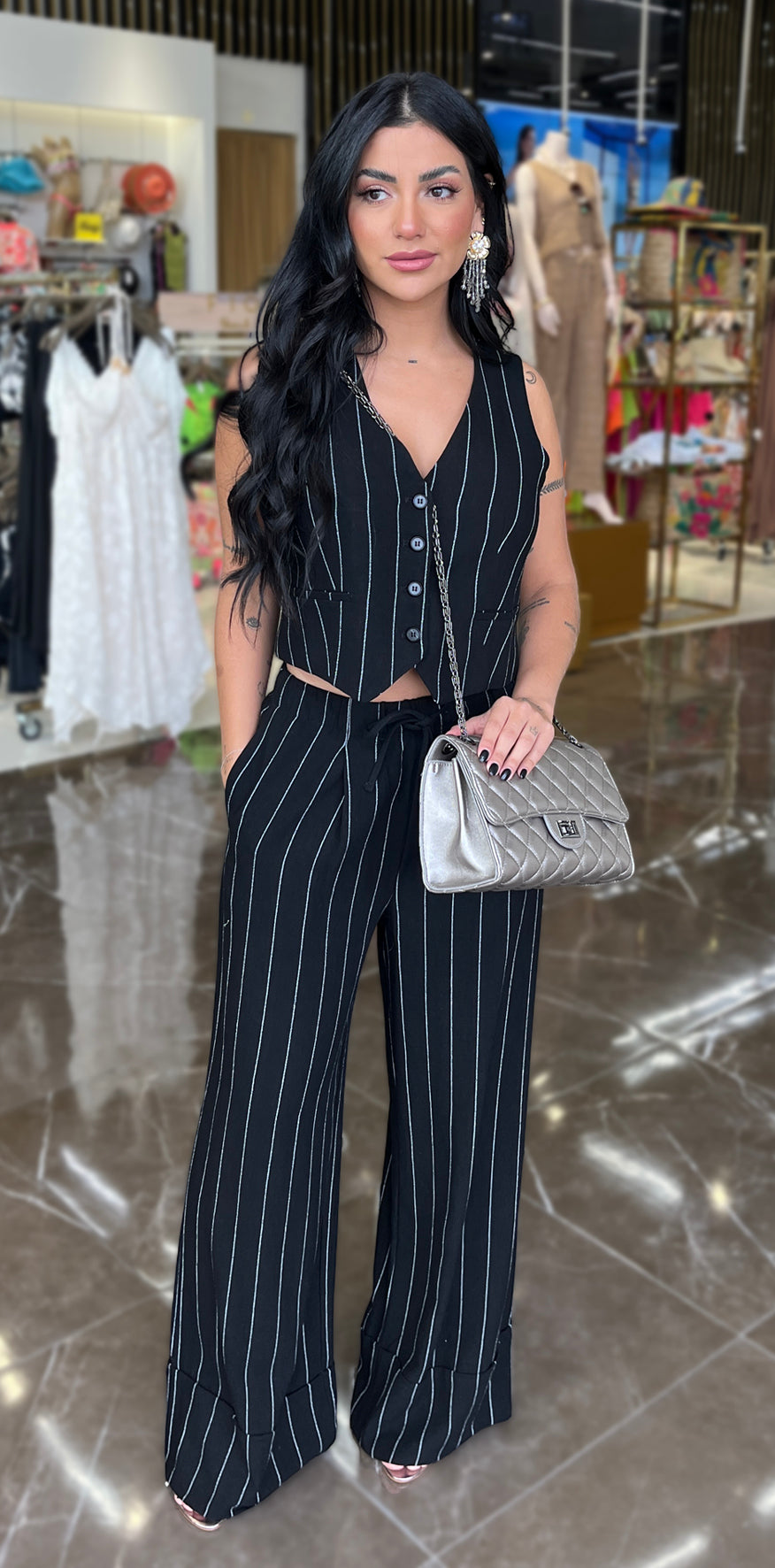 Black Stripes Pants
