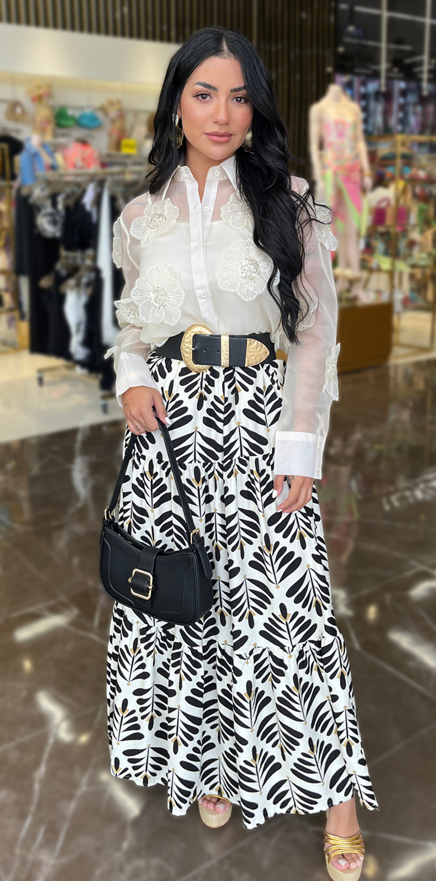 Black and White Print Skirt