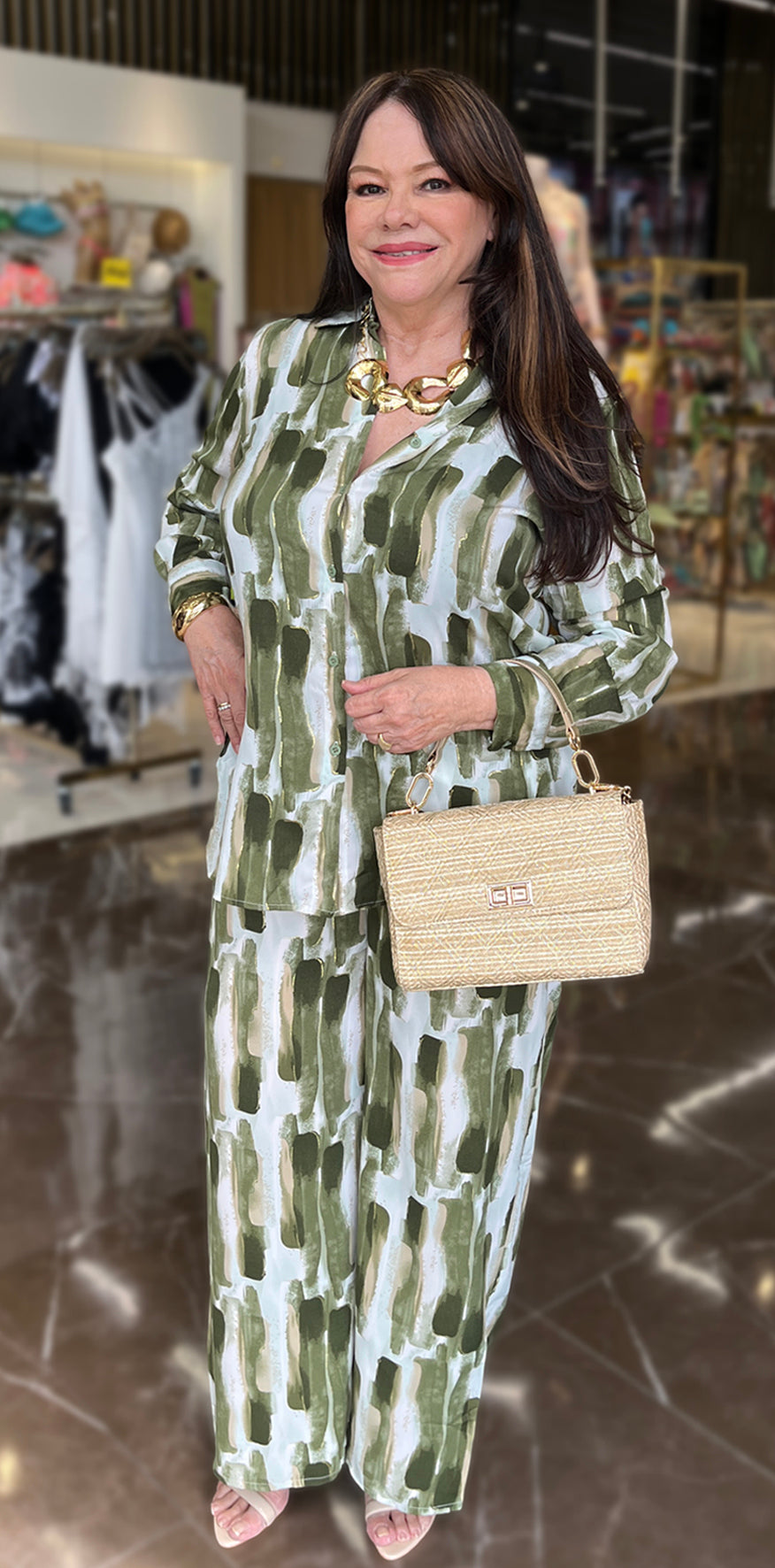 Olive Print Pants