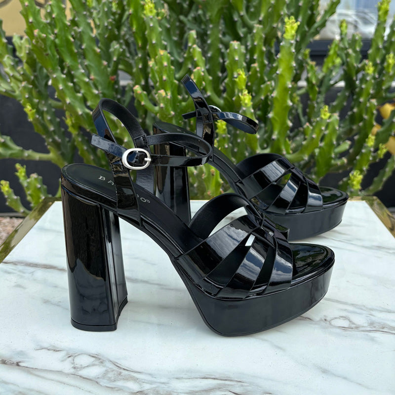 Black Strappy Block Heels