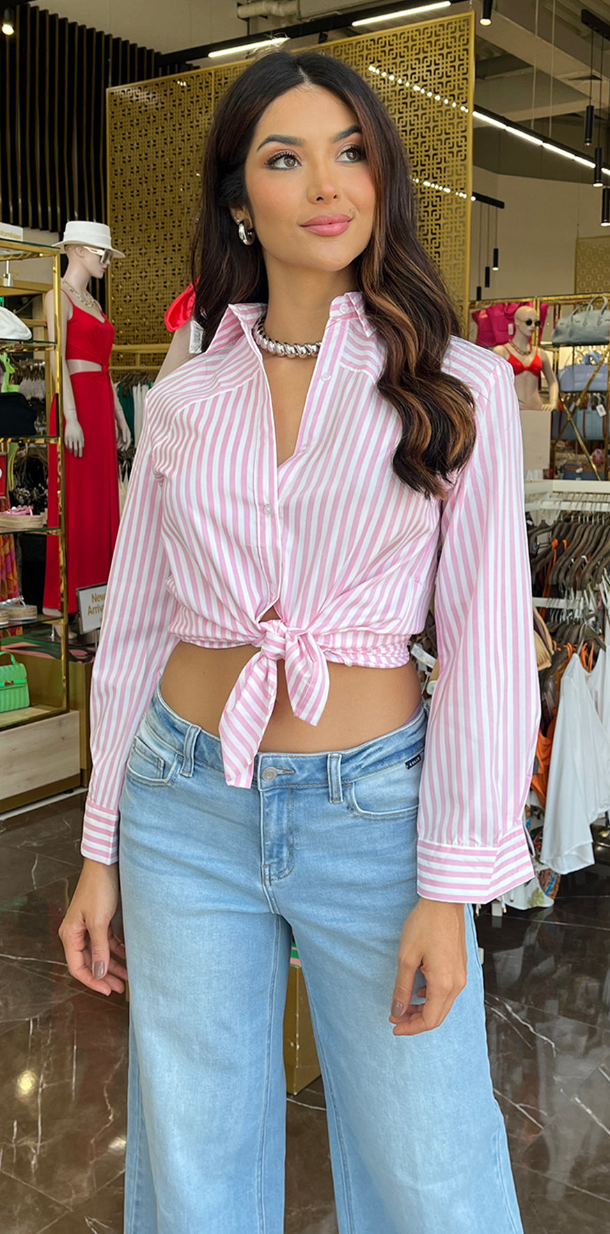 Pink and White Stripes Shirt