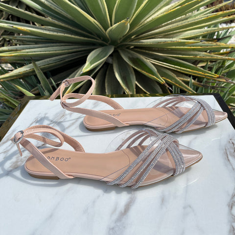 Beige Ankle Tied Sandals