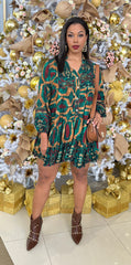 Copper Mini Dress with Gold Chain