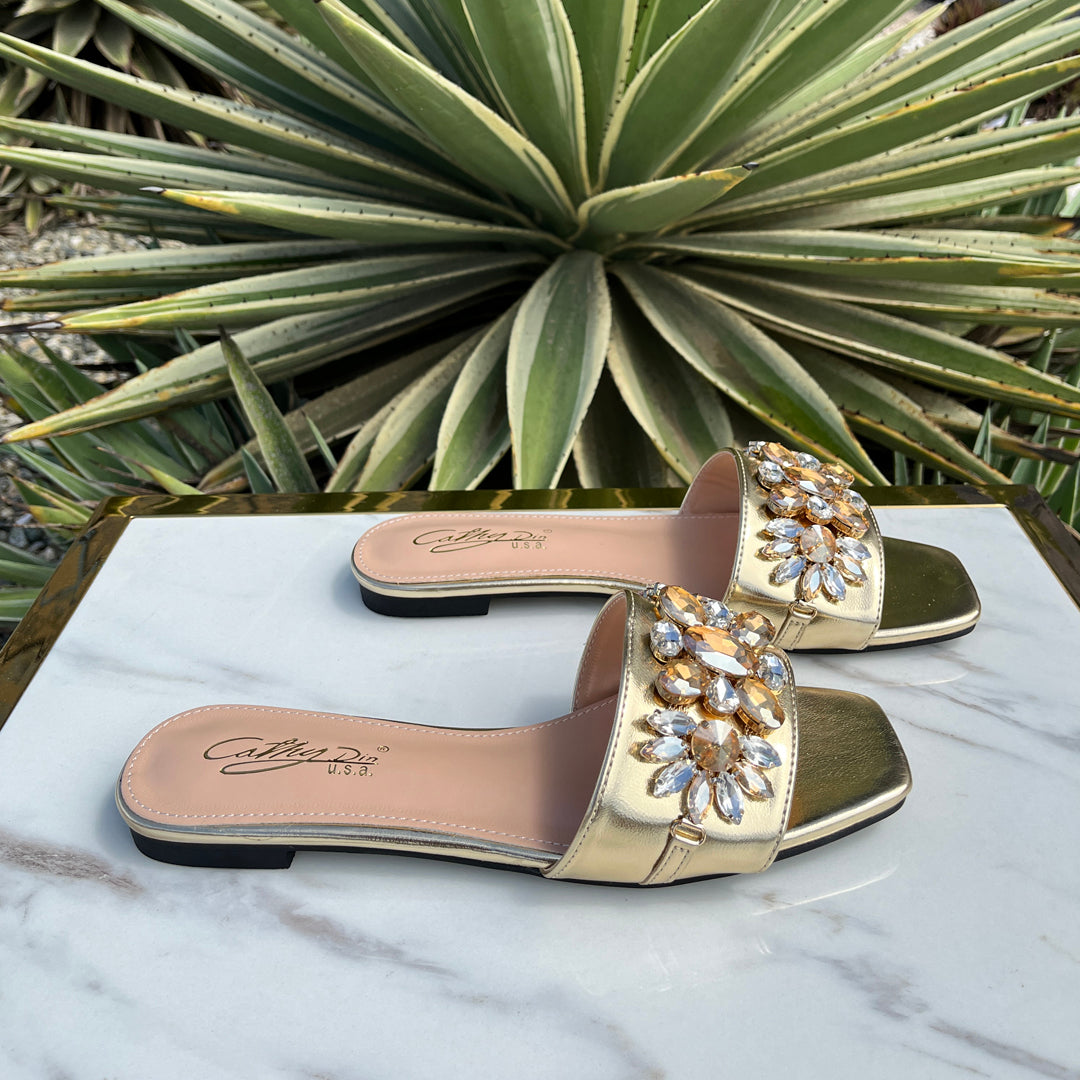 Gold Slide Sandals