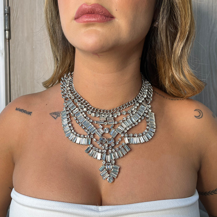 Silver Chains Studded Necklace