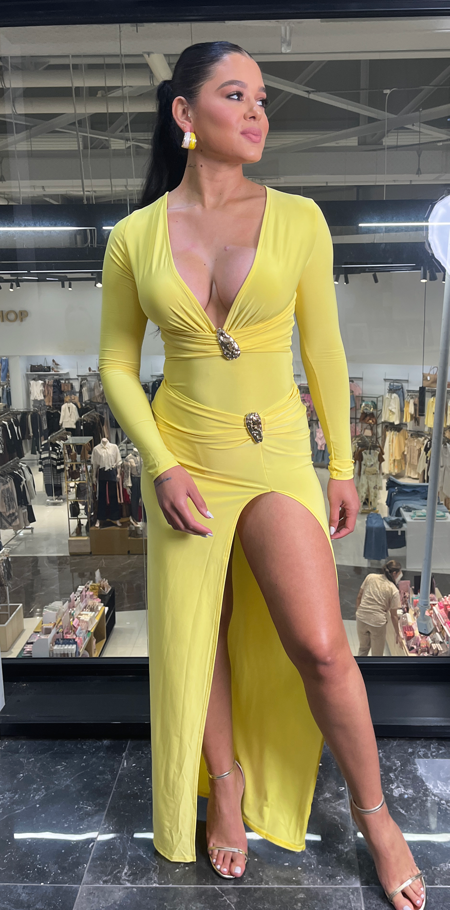 Gold Detail Yellow Skirt