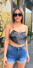 Black Chained Crop Top