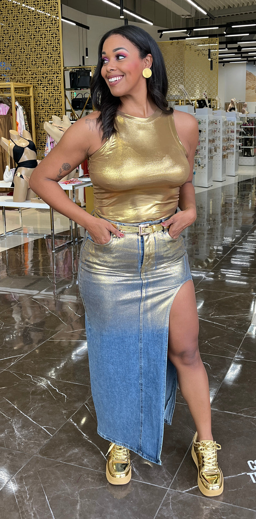 Gold and Blue Coated Skirt