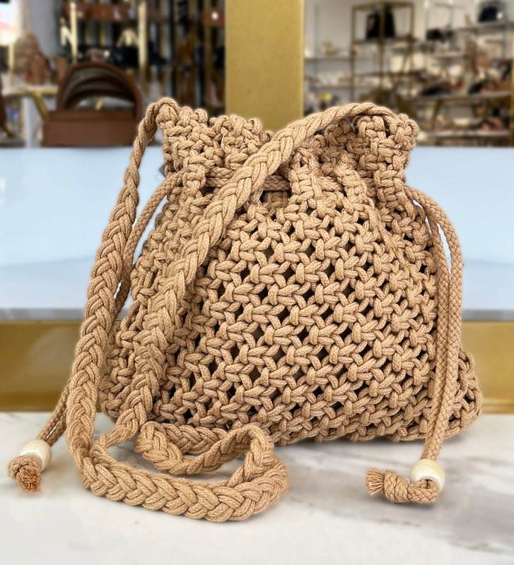 Beige Woven Bucket