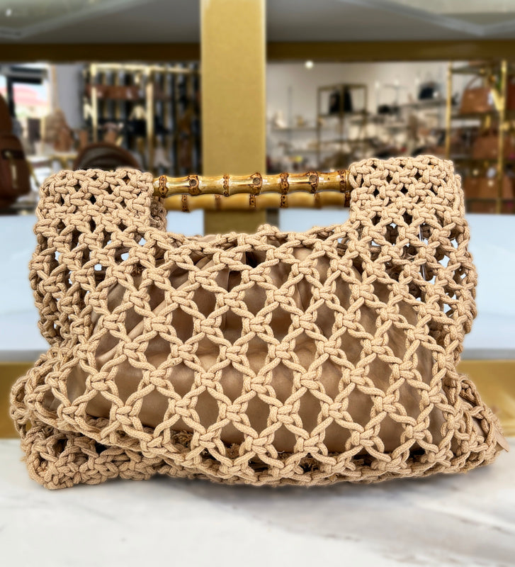 Beige Net Handbag