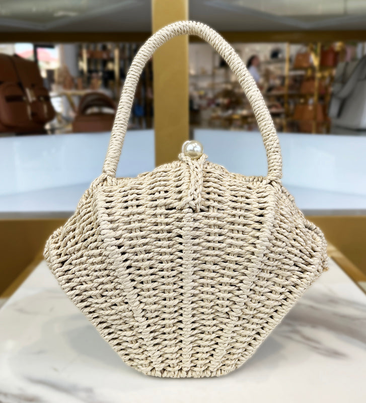 Beige Woven Summer Bag