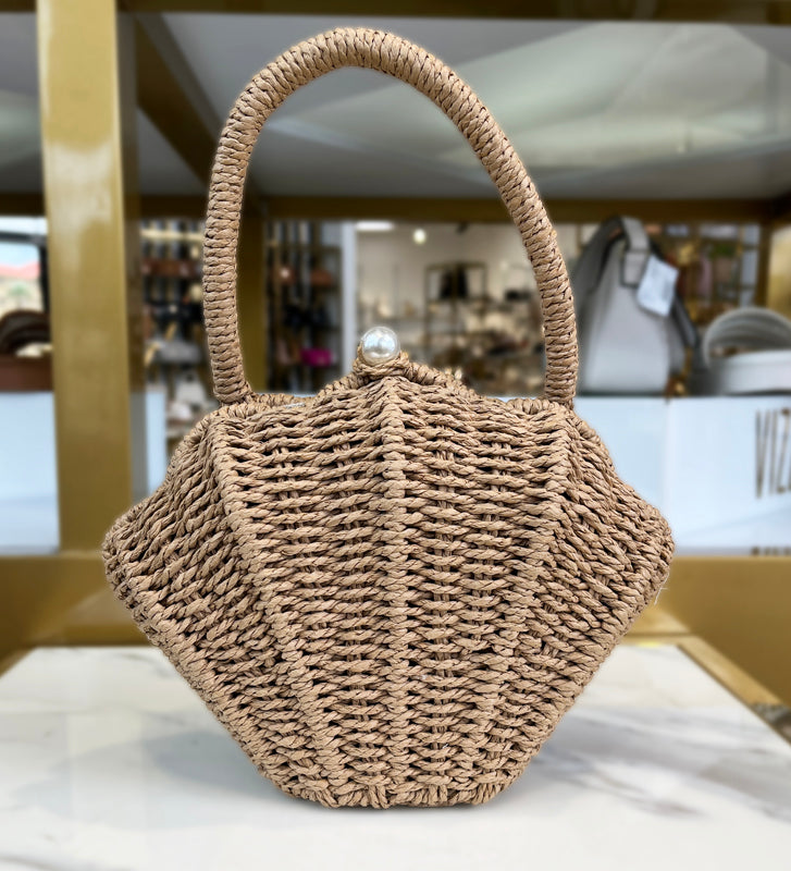 Tan Woven Summer Bag