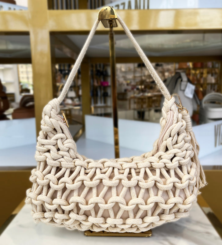 Creme Knots Woven Bag