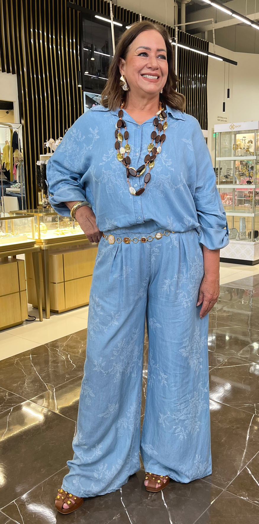 Subtle Print Blue Pants