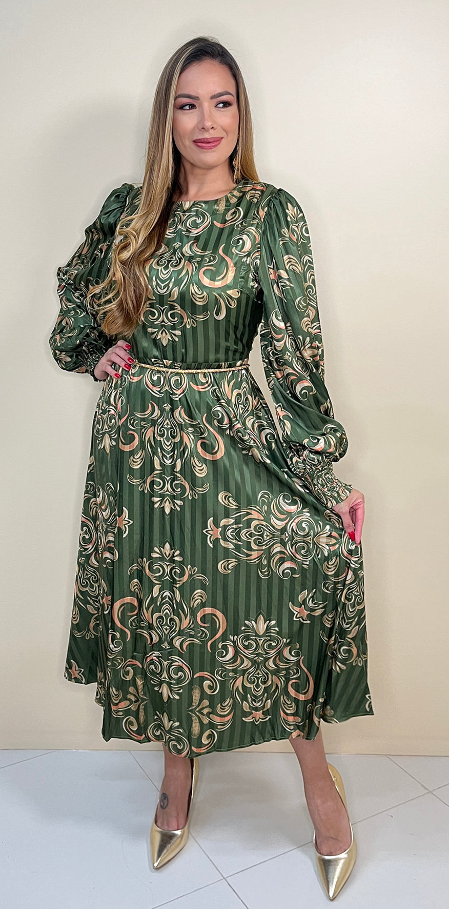 Olive Print Dress