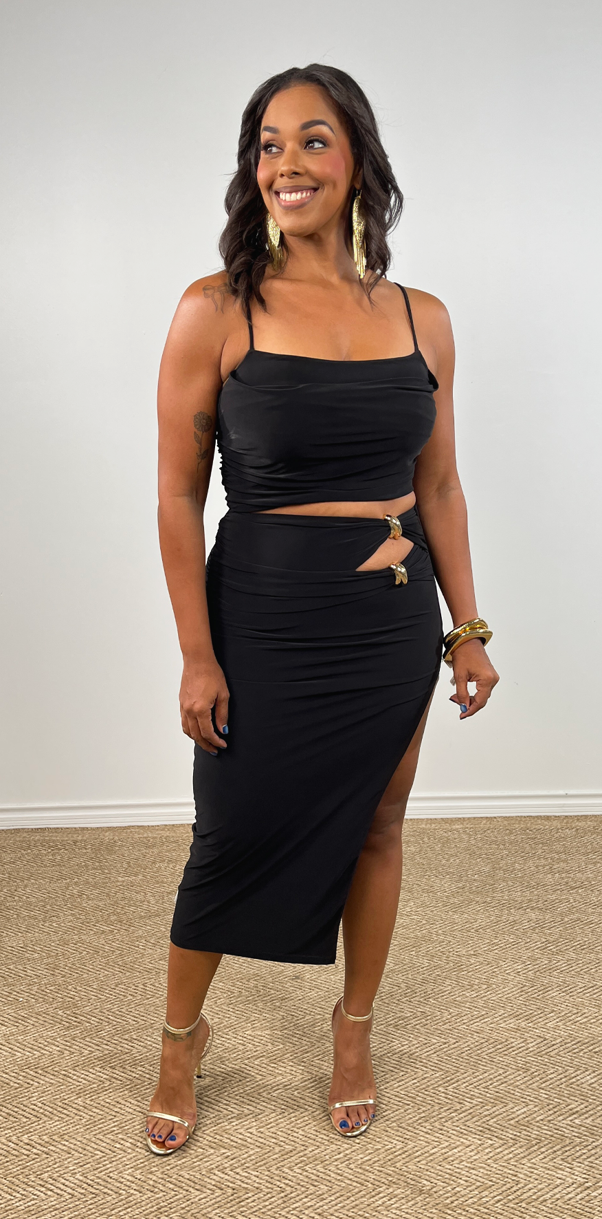 Gold Detail Black Skirt