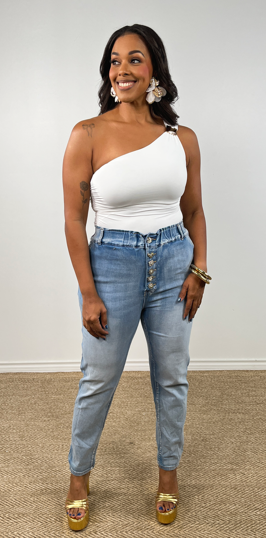 Buttoned Denim Pants