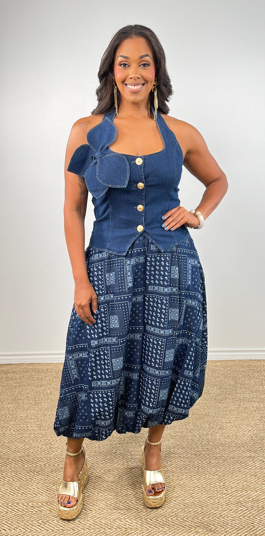 Indigo Print Skirt