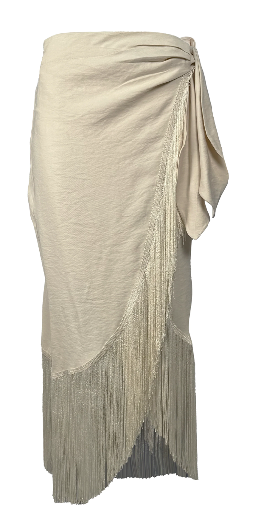 Beige Fringed Skirt