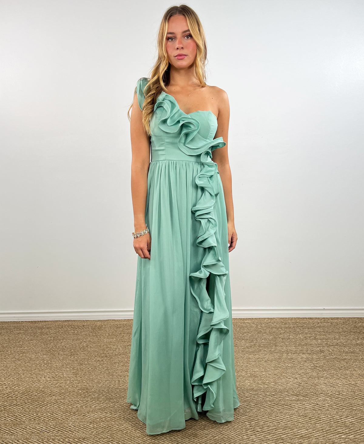 One Strap Mint Dress