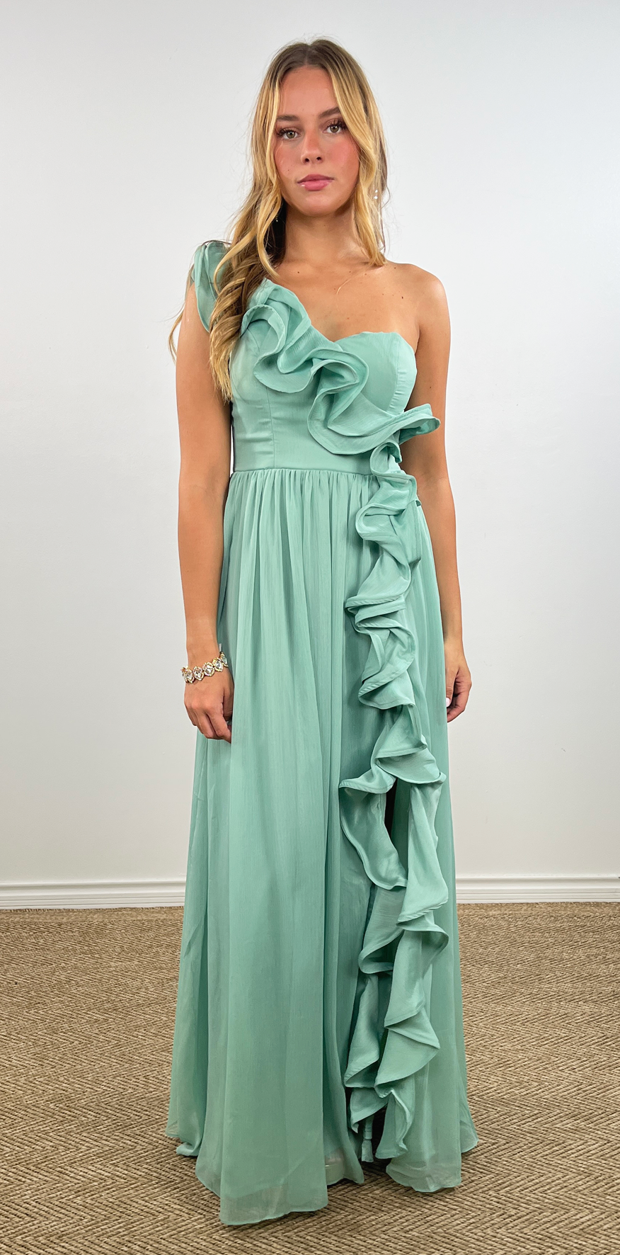 One Strap Mint Dress