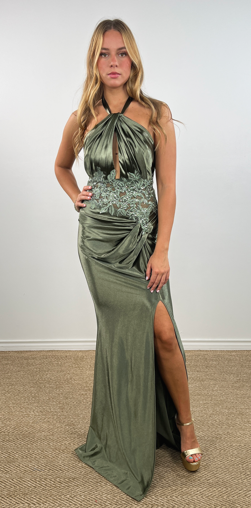 Glossy Olive Dress