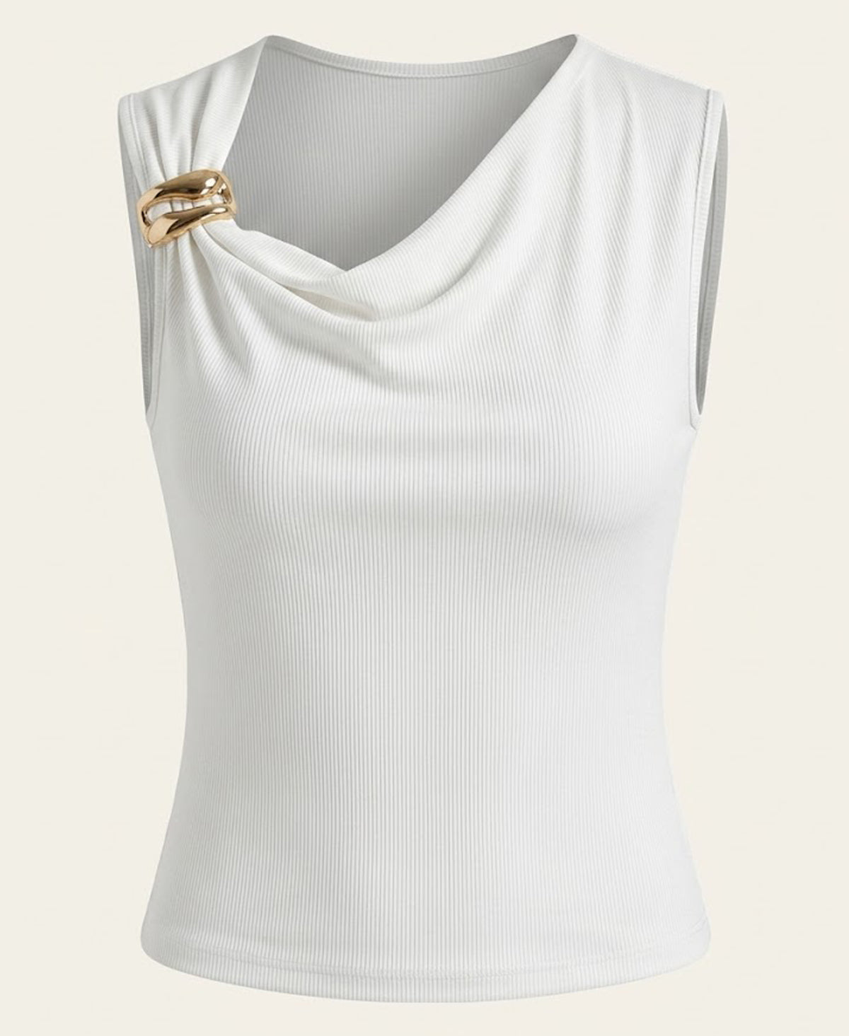 One Shoulder Gold Accent Top