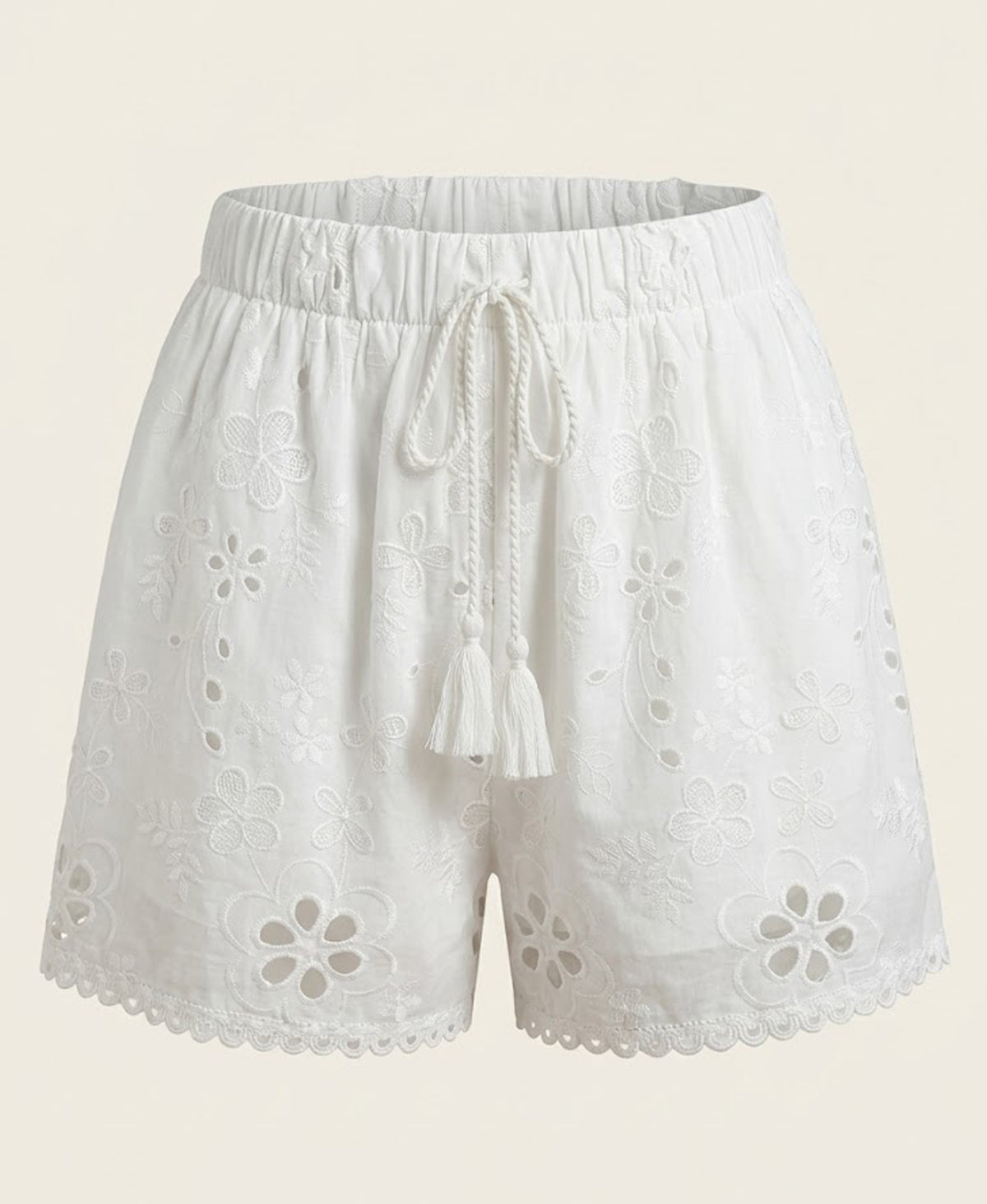 Embroidered Eyelet Scallop Shorts