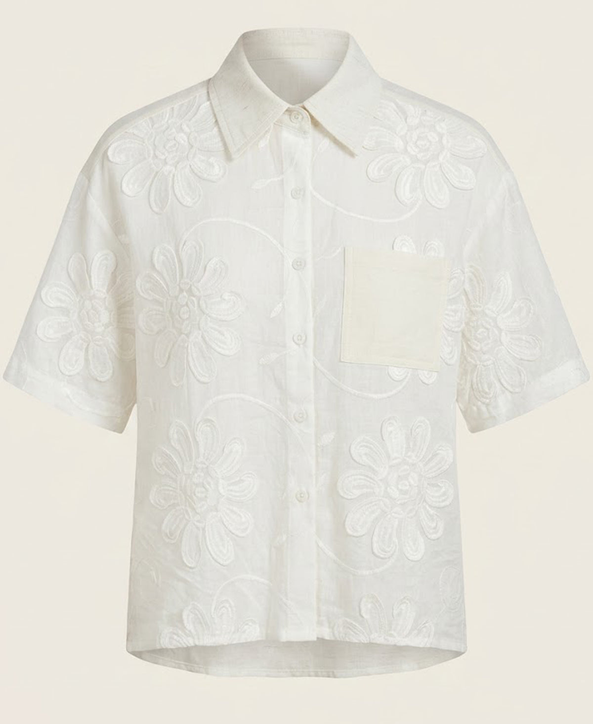 Embroidered Floral Button Up Shirt
