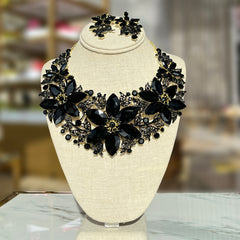 Black Flower Necklaces & Earrings