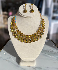 Gold Rhinestone Necklaces & Earrings