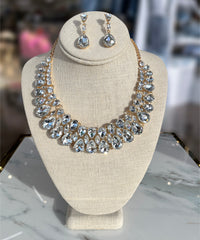 Silver Rhinestone Necklaces & Earrings