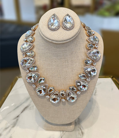 Rosegold Rhinestone Necklaces & Earrings