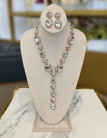 V-Neck Rosegold Necklaces & Earrings